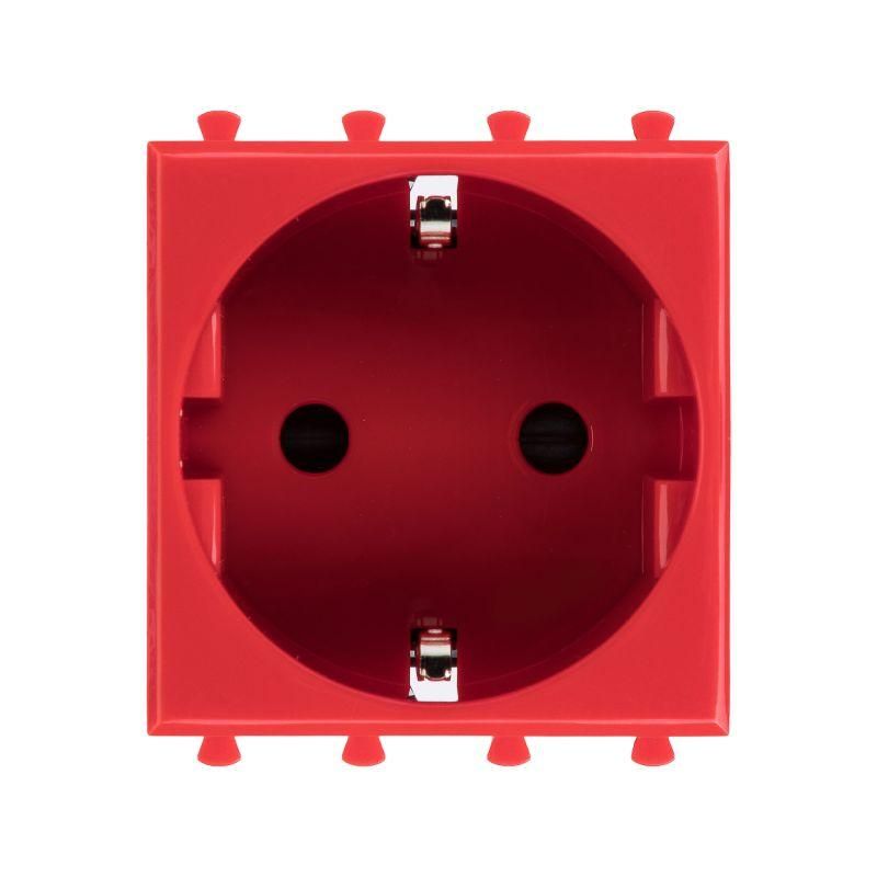 Розетка 1-м 2мод. Avanti "Красный квадрат" 16А IP20 2P+E защ. шторки красн. DKC 4401002