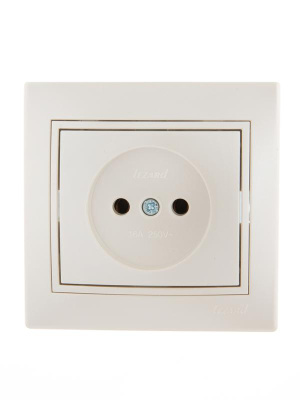 Розетка 1-м СП Mira 16А IP20 без заземл. со вставкой керамика жемчуж./бел. перламутр. LEZARD 701-3030-121