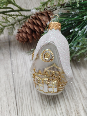 Ёлочное украшение "Домик низкий", прозрачная серия, в подарочной упаковке, h-9 см