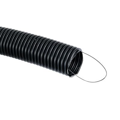 Труба гофр, негорючая безгалогеновая FRHF с протяжкой d40 мм (25 м) черная EKF-Plast