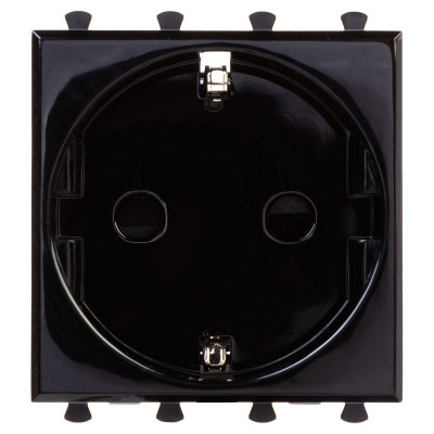 Розетка 1-м 2мод. Avanti "Черный квадрат" 16А IP20 2P+E защ. шторки черн. DKC 4402002