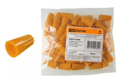 Соединительный изолирующий зажим СИЗ-3 5,5 мм2 оранжевый (50 шт) TDM