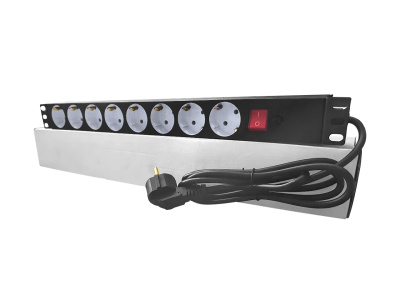 Блок розеток, 220V, МК-16, 8гн с фильтром, 19 дюймов, со шнуром питания 3*1,5