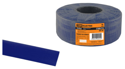 Термоусаживаемая трубка ТУТнг 30/15 синяя (50 м/ролл) TDM