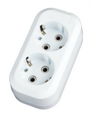 Колодка розеточная 2 гнезда 2П+3 16А 250B белая