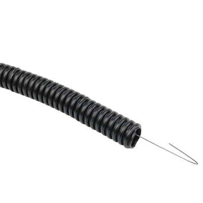 Труба гофр, негорючая безгалогеновая FRHF с протяжкой d20 мм (100 м) черная EKF-Plast