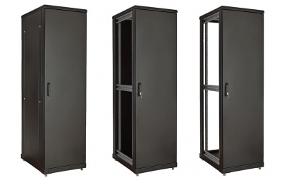 Шкаф телекоммуникационный напольный 19", 24U(800x1000), ШТ-НП-М-24U-800-1000-М-Ч, передняя дверь металл, черный ССД