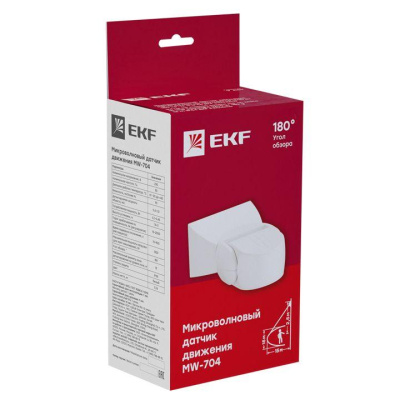 Датчик движения микроволновый MW-704 1200Вт 180гр. до 15м IP65 бел. PROxima EKF dd-mw-704