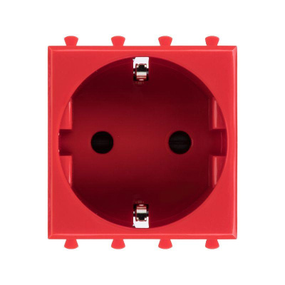 Розетка 1-м 2мод. Avanti "Красный квадрат" 16А IP20 2P+E защ. шторки красн. DKC 4401002