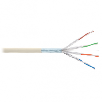 Кабель F/FTP 4 пары, Кат.6, медь, 23AWG, внутренний, слоновая кость, 305м NIKOLAN NKL NKL 9340A-IY