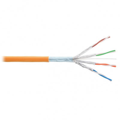 Кабель F/FTP 4 пары, Кат.6, медь, 23AWG, внутренний, LSZH нг(А)-HFLTx, оранжевый, 305м NIKOLAN NKL 9340C-OR