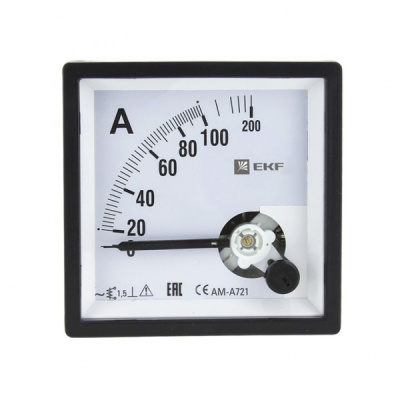 Амперметр AM-A721 аналоговый на панель (72х72) квадратный вырез 150А трансф. подкл. EKF PROxima