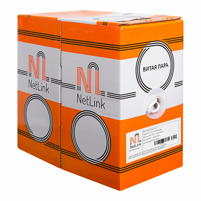Кабель NetLink NL-CCA UTP 2PR 24AWG CAT5е 305м. белый внутренний (омеднённый)